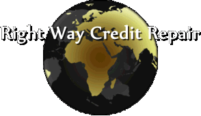 gold glode spinning saying Right Way Credit Repair